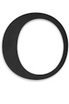 Svart siffra "0" i stilren design mot en vit bakgrund.