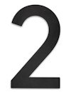 Svart siffra "2" i stilren design på vit bakgrund.