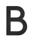 Svart bokstav "B" mot vit bakgrund.