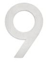 Siffra "9" i silverfärgat material mot vit bakgrund.