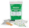 Förpackning med plåster och sårrengöringsservetter med texten "Salvequick Wound Cleansers & Plasters".