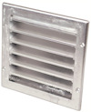 Ventilgaller i gjuten aluminium med horisontella lameller och skruvhål i hörnen.