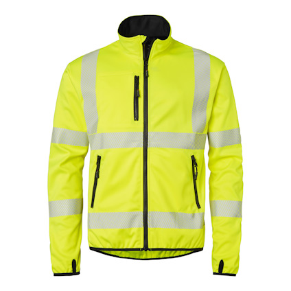 JACKA SOFTSHELL 7721 HI-VIS VARSELGUL/SVART XL