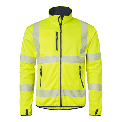 JACKA SOFTSHELL 7721 HI-VIS VARSELGUL/MARINBLÅ XXL