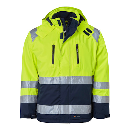 VINTERJACKA 122 HI-VIS VARSELGUL/MARINBLÅ XL