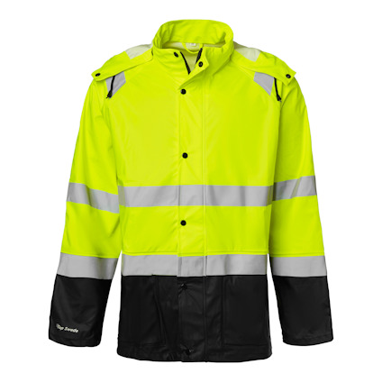 REGNJACKA 180 HI-VIS TOP SWEDEVARSELGUL/SVART S