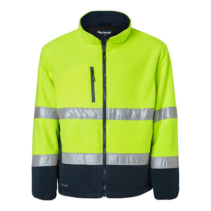 FLEECEJACKA 264 HI-VIS VARSELGUL/MARINBLÅ XS
