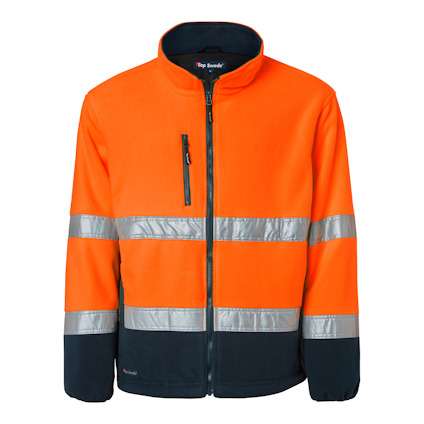 FLEECEJACKA 264 HI-VIS VARSELORANGE/MARINBLÅ L
