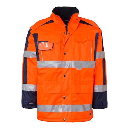 VINTERVARSELJACKA 6317 HI-VIS VARSELORANGE/MARINBLÅ L