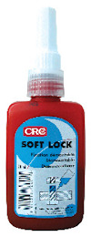 Röd flaska med blå etikett märkt "CRC Soft Lock, 50 ml".augmented reality