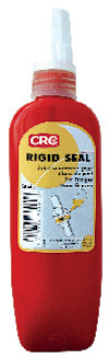 Röd flaska med etikett märkt "CRC RIGID SEAL". Innehållet anges som tätning för flänsar.