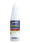 Vit flaska med texten "Bostik Wood Adhesive 730 Outdoor".