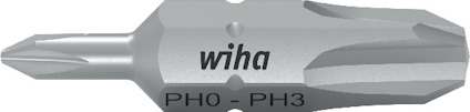 Dubbelbits i metall med texten "wiha PH0 - PH3" ingraverad.