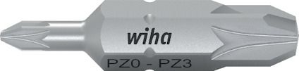 Dubbelbits i metall med texten "wiha PZ0 - PZ3" ingraverad.