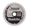 Rund sågklinga med texten "Makita Specialized for Cordless Saws". Märken och specifikationer är tydliga på ytan.