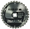Cirkelsågklinga med silverfärgad yta och svarta detaljer, texten "Makblade" och "Makita" samt symboler för funktioner.