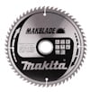 Cirkulär sågklinga med texten "MAKBLADE" och "Makita" samt teknisk information och symboler tryckta i svart och vitt.