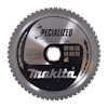 Rund sågklinga med tänder, Makita-logotyp och text om metall- och rostfri skärning.