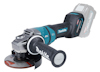 Vinkelslip med ergonomiskt handtag, sladdlös design och Makita-logotyp på sidan, samt synligt batteripaket.