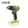 Borrskruvdragare med slag i grön och svart design med metallchuck, märkt "Ryobi ONE+ 18V" och "Brushless".