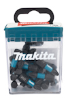 Plastförpackning med flera svarta skruvbits märkta "Makita" och "PH2" med blå detaljer.