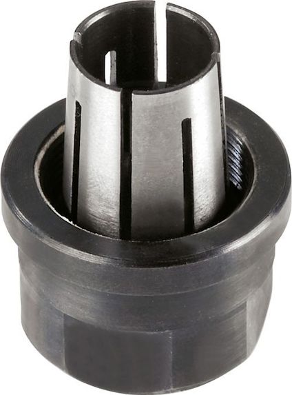 Metallisk spänntång med skåror och gängad bas, använd för handöverfräsar.