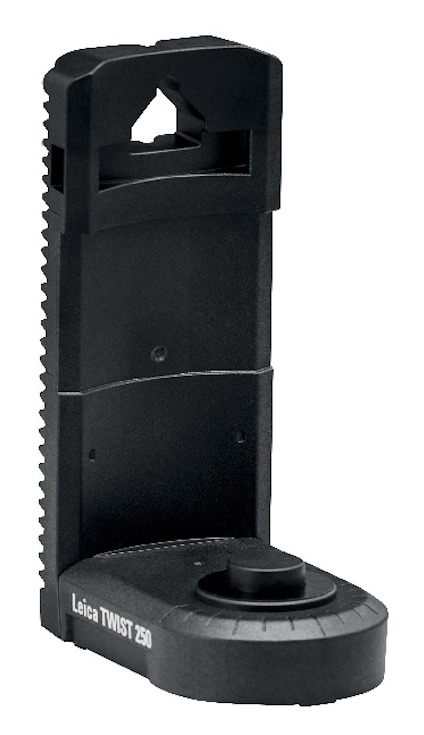 Svart magnetisk adapter med ribbad design och texten "Leica TWIST 250" i nedre vänstra hörnet.