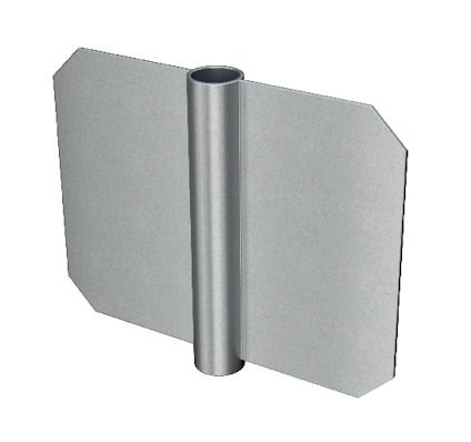 Metallisk anordning med central cylinder och två plana skivor på vardera sida.