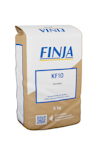 Förpackning av fogmassa märkt "FINJA KF10 Antracitgrå 5 kg" med blå och vita detaljer.
