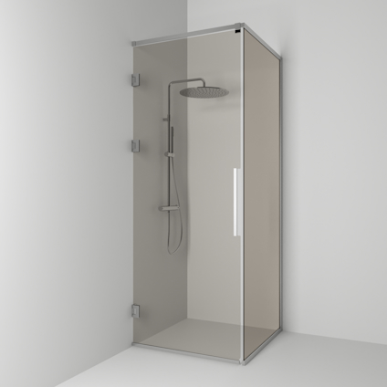 HÖRNDUSCH LANGFOSS RAK/FAST ALU MATT BRONSGLAS 90X230X92CM