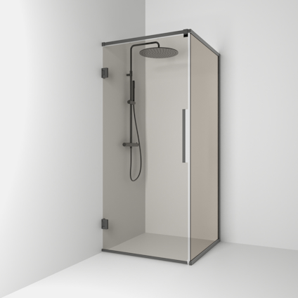HÖRNDUSCH LANGFOSS RAK/FAST BL.SVART BRONSGLAS 80X200X92CM