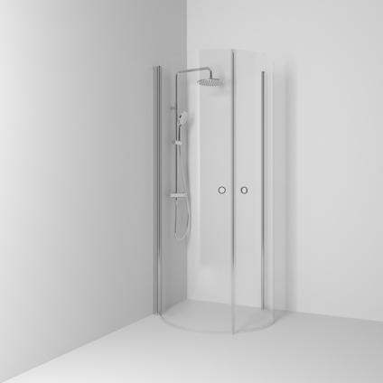 HÖRNDUSCH SKOGA U-FORMAD ALU BLANK KLAR INTHT 90X198X67CM