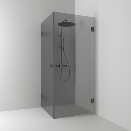 HÖRNDUSCH 180° RAK BL.SVART RÖK 80X200X80CM