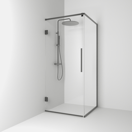 HÖRNDUSCH LANGFOSS RAK/FAST BL.SVART KRISTALL 90X200X92CM