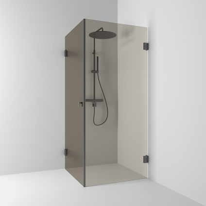 HÖRNDUSCH 180° RAK BL.SVART BRONSGLAS 100X200X90CM