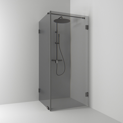 HÖRNDUSCH 180° RAK/FAST BL.SVART RÖK 100X200X80CM