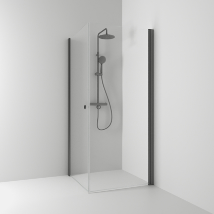 HÖRNDUSCH SKOGA RAK BLYERTSSVART KLAR INTHT 80X198X80CM