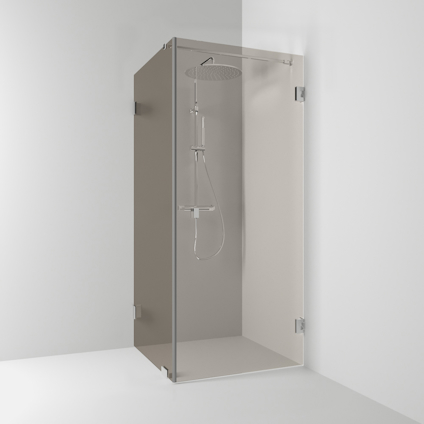 HÖRNDUSCH 180° RAK/FAST KROM BRONSGLAS 80X200X80CM