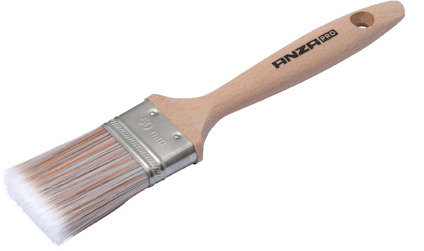 Pensel med trähandtag och vita borst, metallförstärkningsband och texten "PNZ PRO" på handtaget.