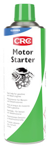 Grön och vit sprayburk märkt "CRC Motor Starter" med bild av en motor.