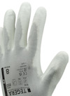 Skyddshandske med etikett "TEGERA B50", storlek "8 MEDIUM", vit med grå detaljer.