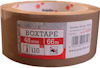 Brun packtejp med etikett märkt "BOXTAPE" och innehållande måtten 48 mm x 66 m, samt en temperaturikon.
