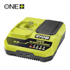 Grön och svart Ryobi snabbladdare med logotypen ONE+ och ikon för 18V.