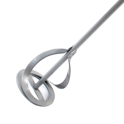 En lång, metallisk visp eller mixer med en spiralformad nedre del.