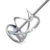 Metallisk blandarvisp med spiralformad design och skaft.