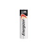 AA-batteri av märket Energizer, med svart och vit design samt röd och silver detaljer.