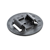 Rund svart adapter med text "Made in EU" och "WWW.DURASOL-ONLINE.COM", samt utskjutande delar på ovansidan.