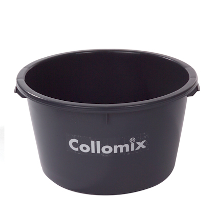 Svart bruksbalja med vit text "Collomix" på sidan.