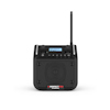 Svart byggnadsradio med två rattar, en antenn och digital display som visar "Radio Veronica". Märkt med "Perfectpro DABPRO".