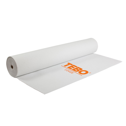 Vit rulle med texten "TEBO COVER" i orange.